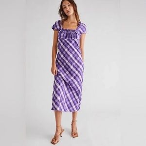 Purple plaid Natalya Midi Dress